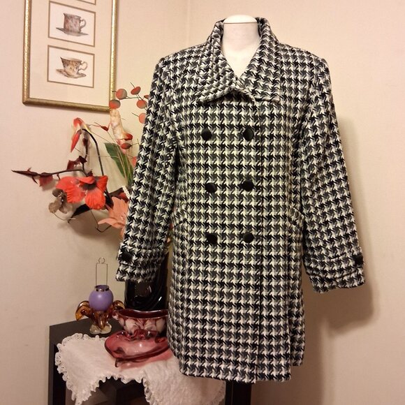 NEW Women’s Gray Black Double-Breasted Lined Trench Coat Winter Outerwear 18 XL - Picture 6 of 10